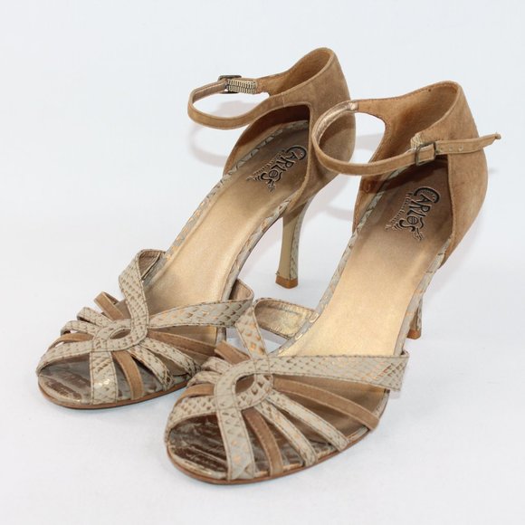 Carlos Santana Brown Strappy Open Toe Stiletto Heel Sandals #135 - Picture 4 of 10